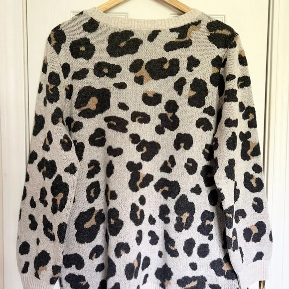 Loft Plus Leopard Print Wool Blend Crewneck Sweater Size16/18 - Picture 3 of 8